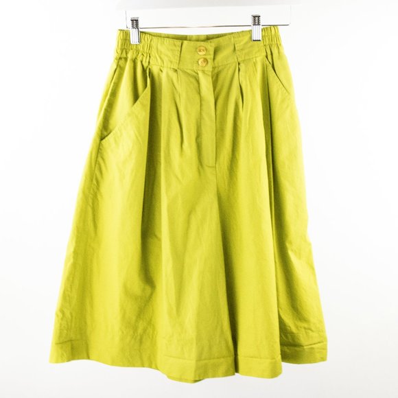 Alain Cannelle Pants - Alain Cannelle Vintage Lime Green Bermuda Culotte Shorts